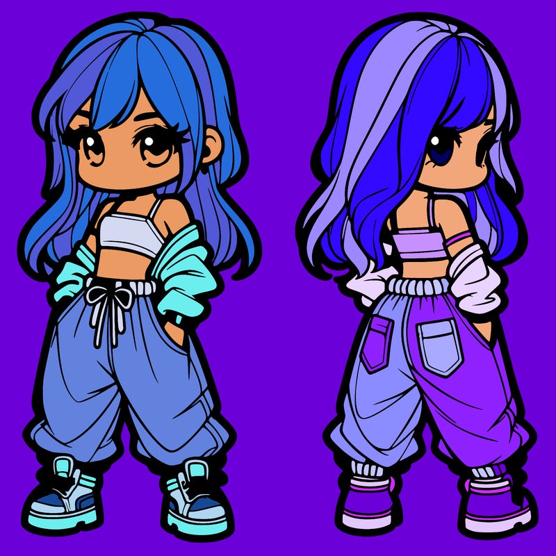 girl in crop top and baggy pants