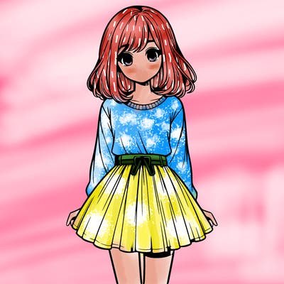 realistic girl with a skirt on