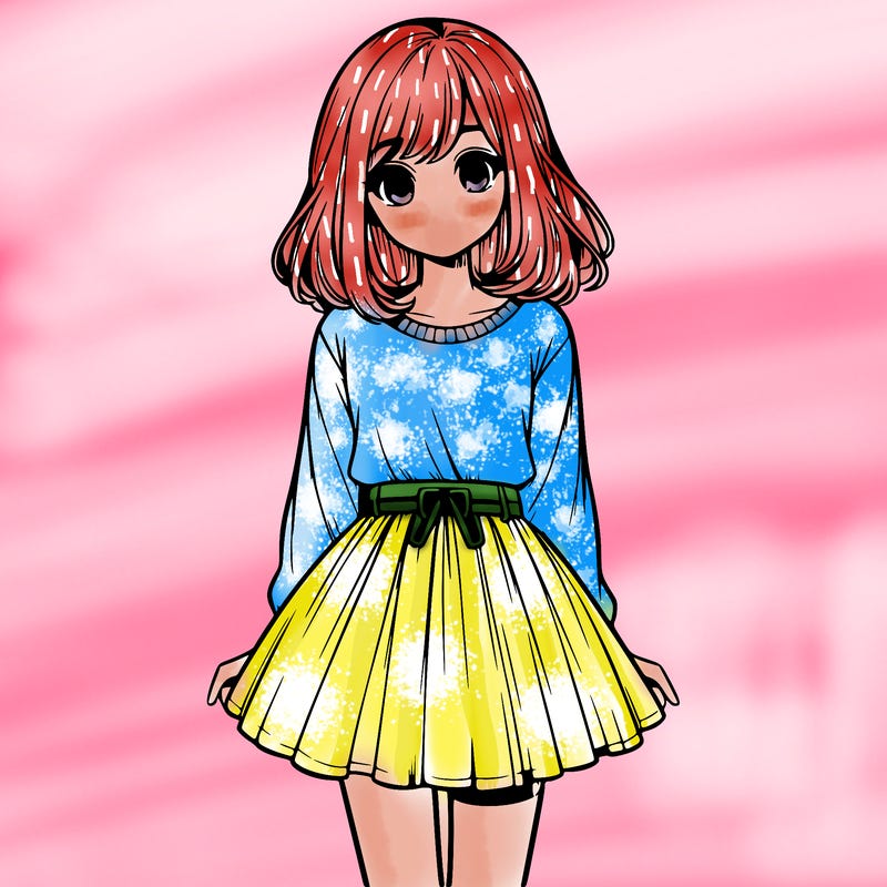 realistic girl with a skirt on