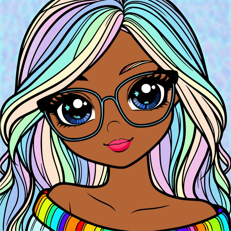 girl with beautiful eyes, hair, and glasses