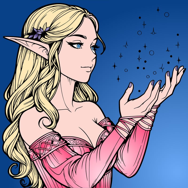 realistic elf girl doing magic