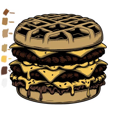 realistic waffle burger