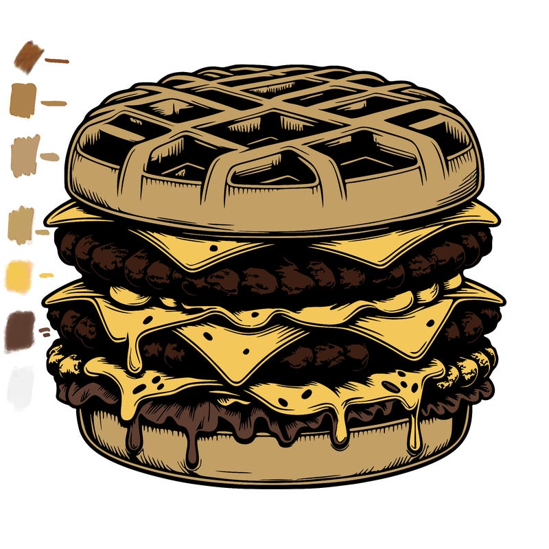 realistic waffle burger