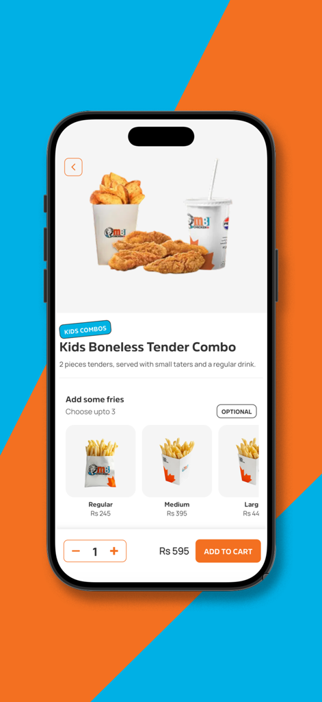 Mary Brown's Chicken - Mobile app interface for ordering Mary Brown's Chicken Kids Boneless Tender Combo