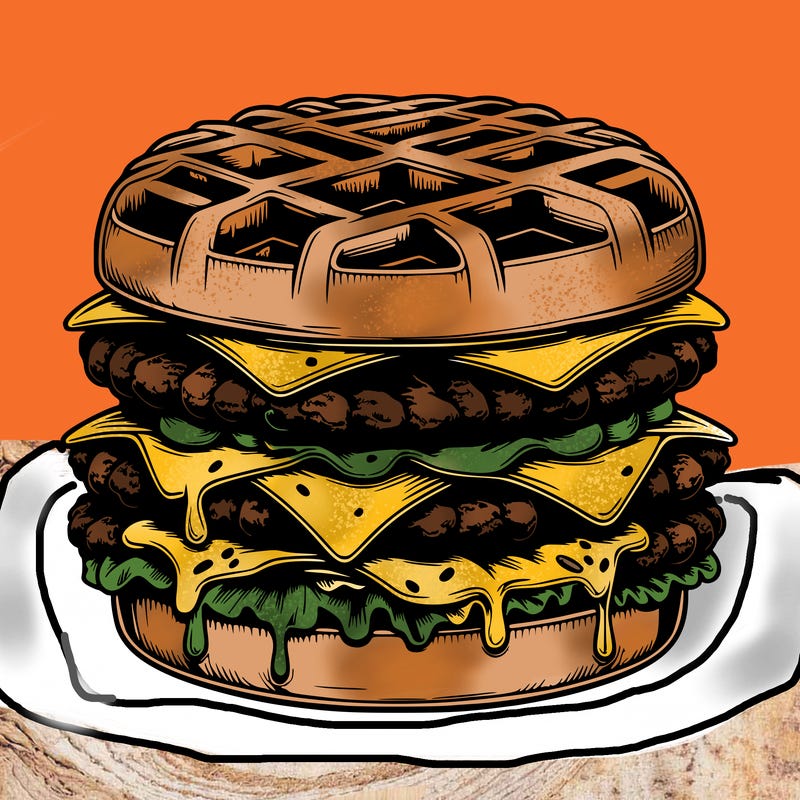 realistic waffle burger