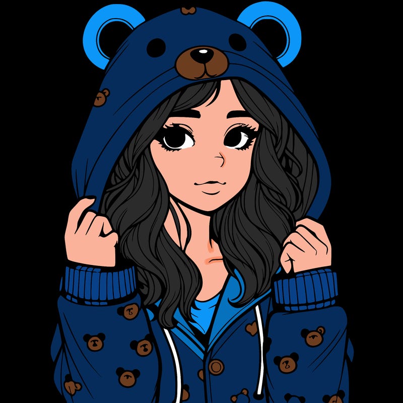 realistic girl in a animal pjs hoodie