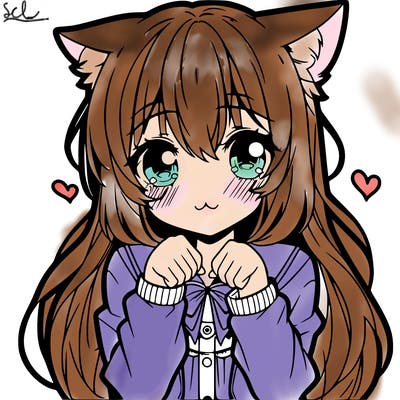 shy anime catgirl