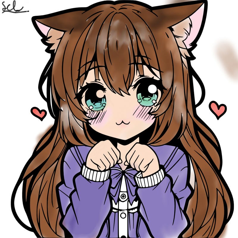 shy anime catgirl