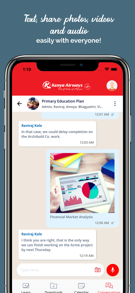 KQIlearn - Interfaz de chat de la aplicación móvil KQIlearn para aprendizaje social y colaboración profesional.
