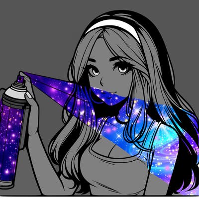 a realistic girl spray, painting