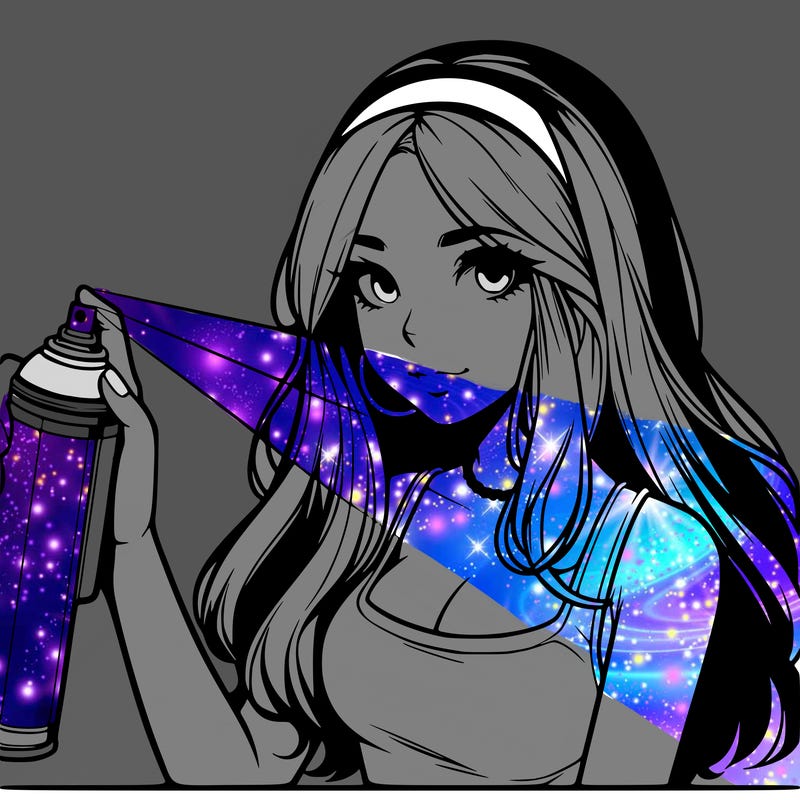 a realistic girl spray, painting