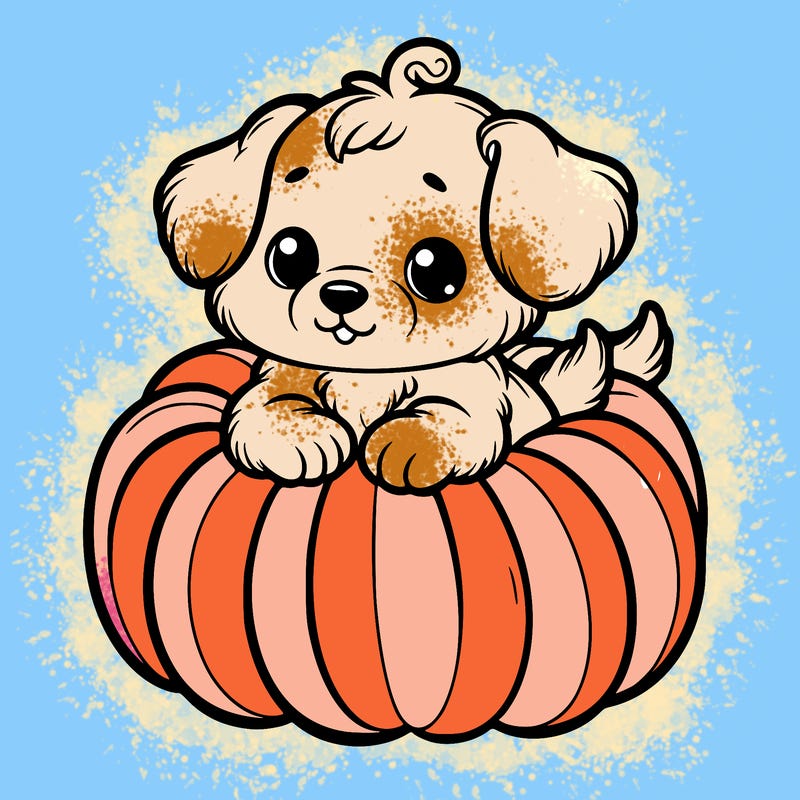 cute little puppy in a pumpkin