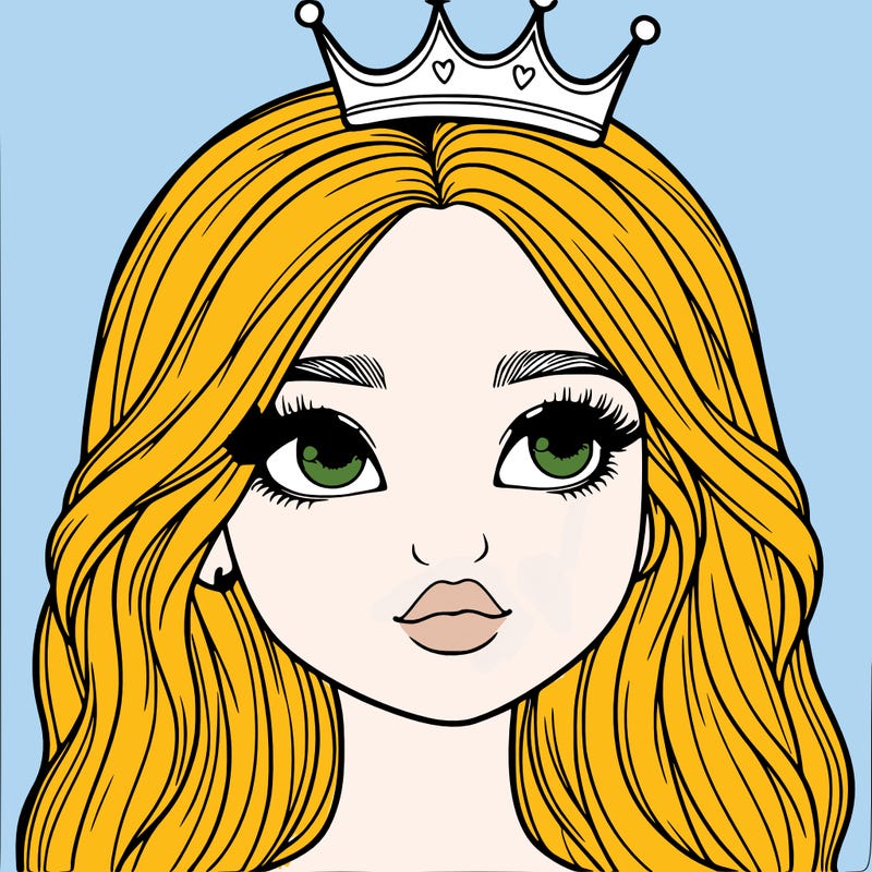 a realistic girl with a crown on