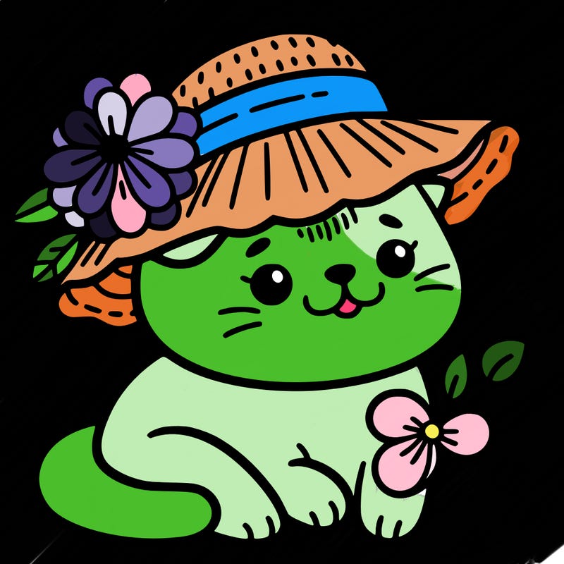 cat with flower hat