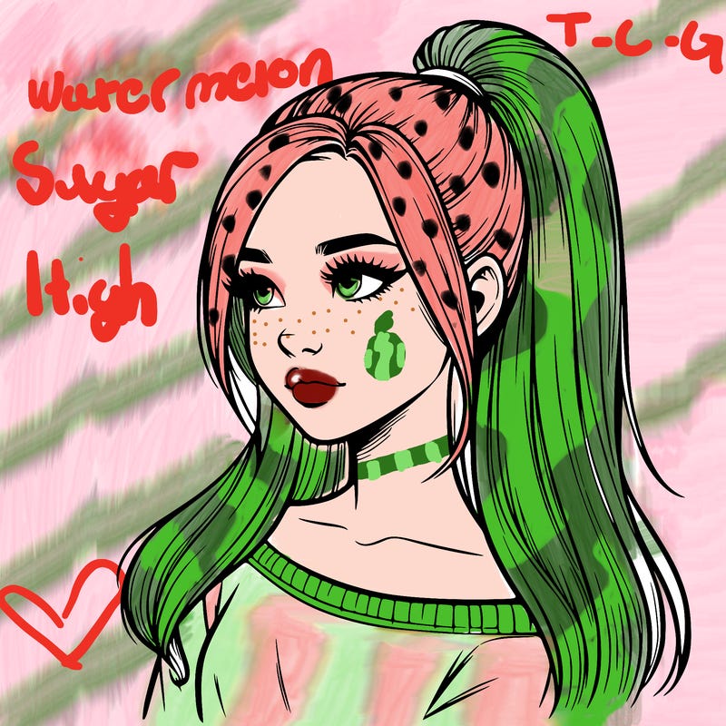 realistic girl with a high ponytail