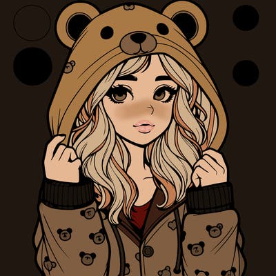 realistic girl in a animal pjs hoodie
