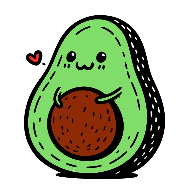 an avocado hugging an avocado