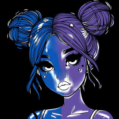 realistic girl with space buns