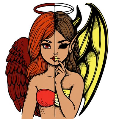 realistic angel half demon