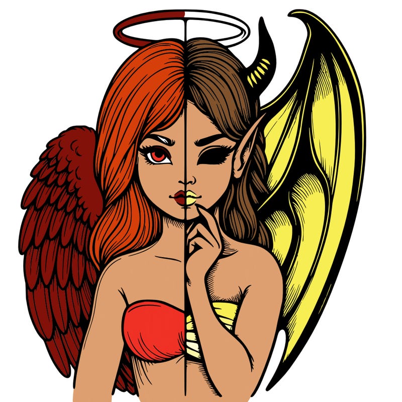 realistic angel half demon