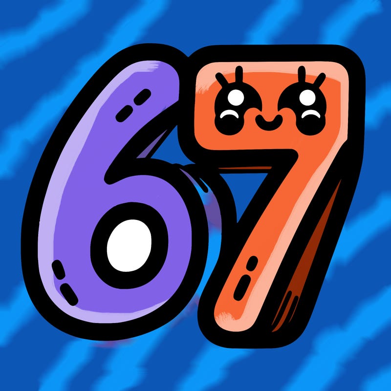 the numbers 67
