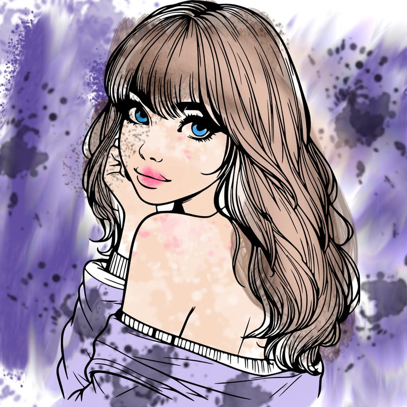 realistic girl with bangs looking over her shoulder