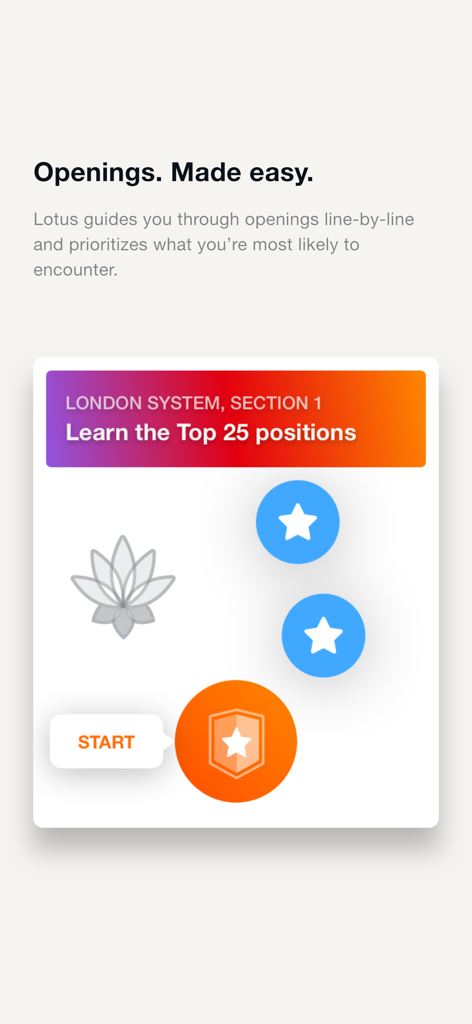 Lotus Chess – Opening Trainer - Lotus Chess app interface for learning the London System opening.