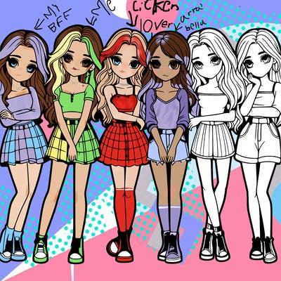 a group of girls realistic