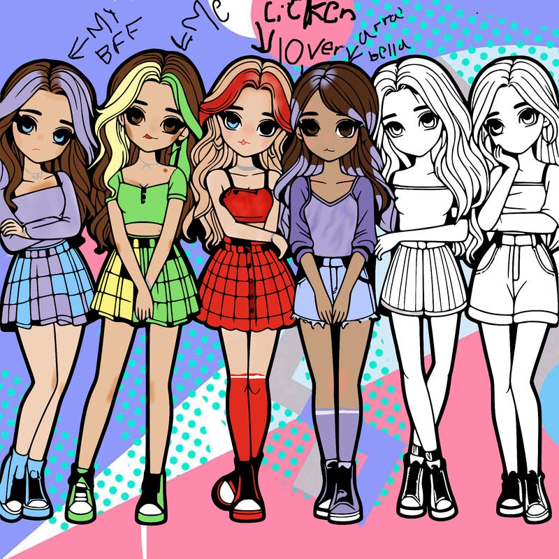 a group of girls realistic