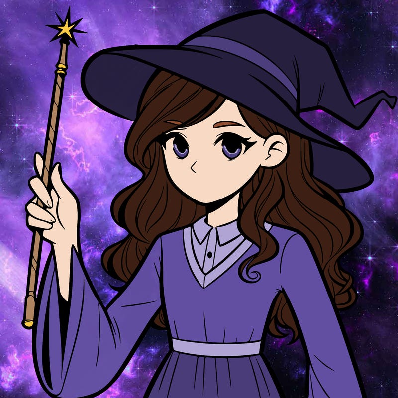 female wizard holding wand