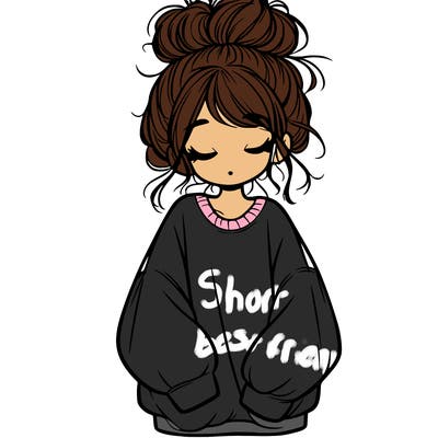girl with baggy sweatshirt and messy bun