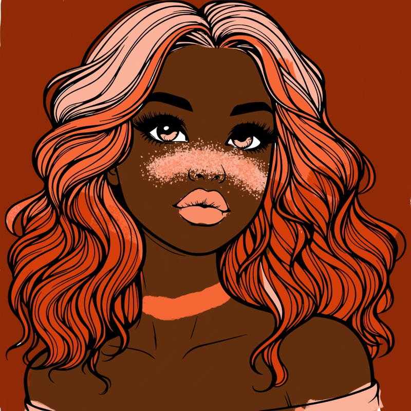 realistic girl with wavy hair and lips