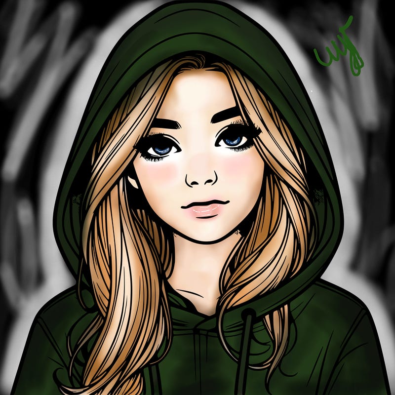 realistic girl with a hoodie