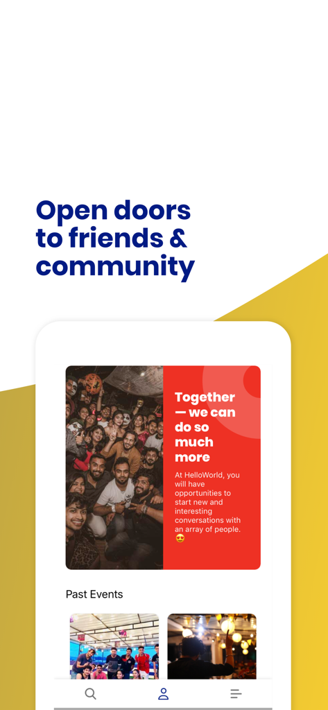 Hello World Homes - Hello World Homes app interface showcasing co-living community events and social gathering opportunities for residents