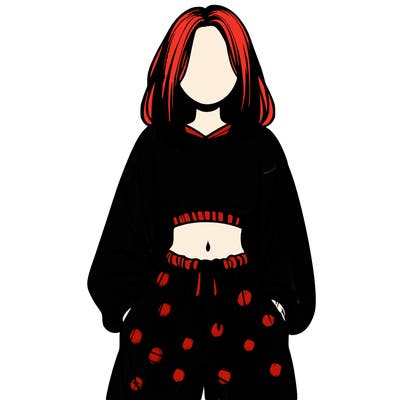 realistic girl faceless with baggy pants and a crop top