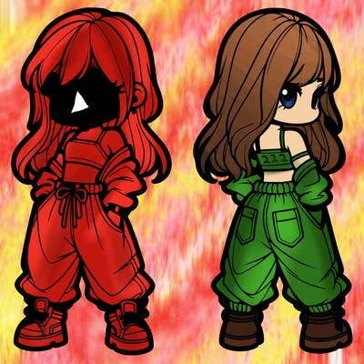 girl in crop top and baggy pants