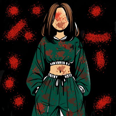 realistic girl faceless with baggy pants and a crop top