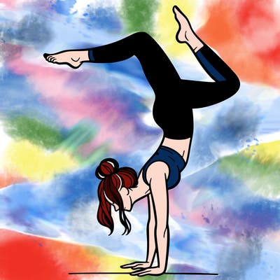 a woman doing a handstand