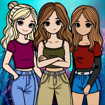 three teen girls standing together