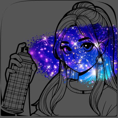a realistic girl spray, painting