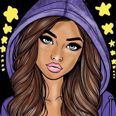 realistic beautiful girl with a hood on