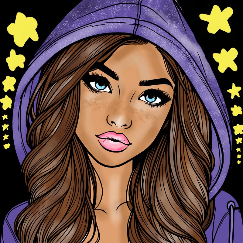 realistic beautiful girl with a hood on