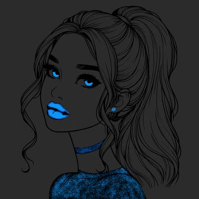 realistic girl with a ponytail on her hair and lips