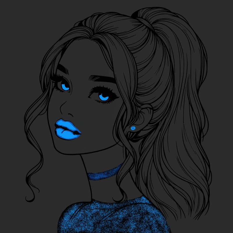 realistic girl with a ponytail on her hair and lips