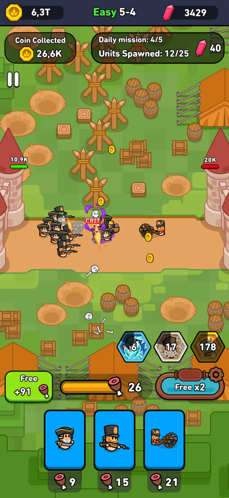 Eternal Empire: Warrior Eras - Eternal Empire Warrior Eras gameplay showing a battle with musketeers and cannons in a grassy field