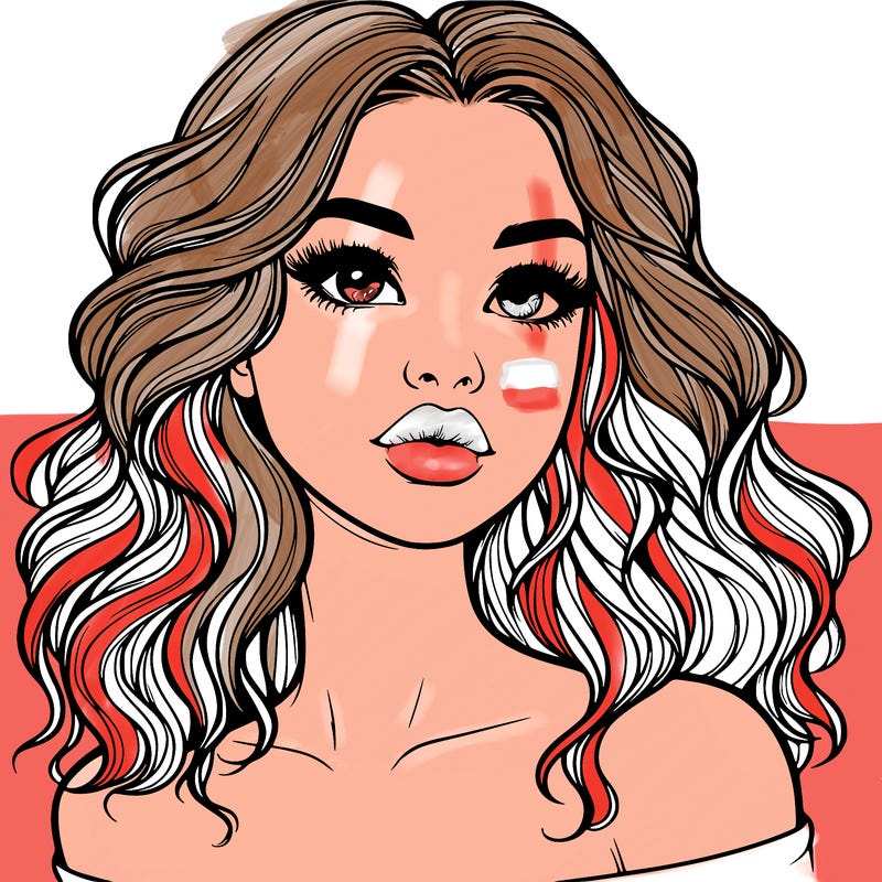 realistic girl with wavy hair and lips