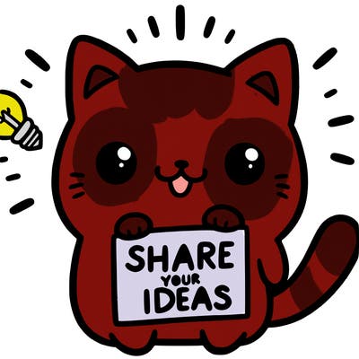 a cute cat saying share your ideas