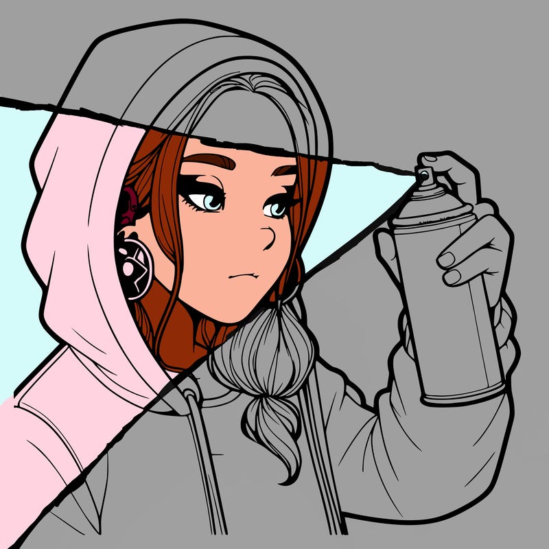 a realistic girl, spray painting