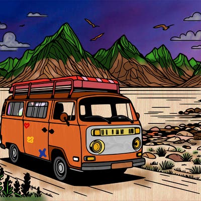 camper van on lofoten, norway