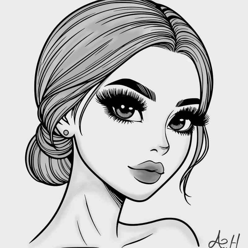 realistic girl with lashes